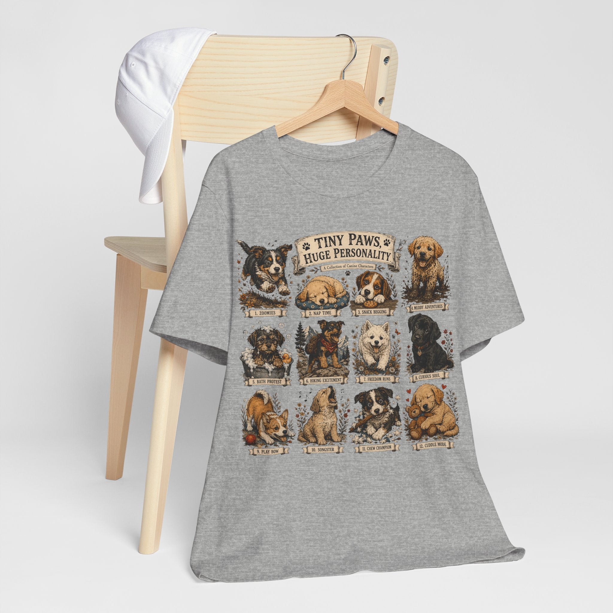 Tiny Paws Huge Personality Puppy Tee — Cute Dog Breed Collage T-Shirt