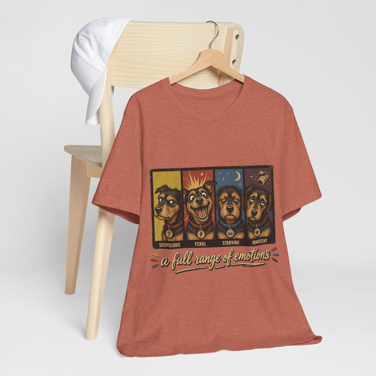 "A Full Range of Emotions" Dog T-Shirt — Funny Mood Chart Graphic Tee