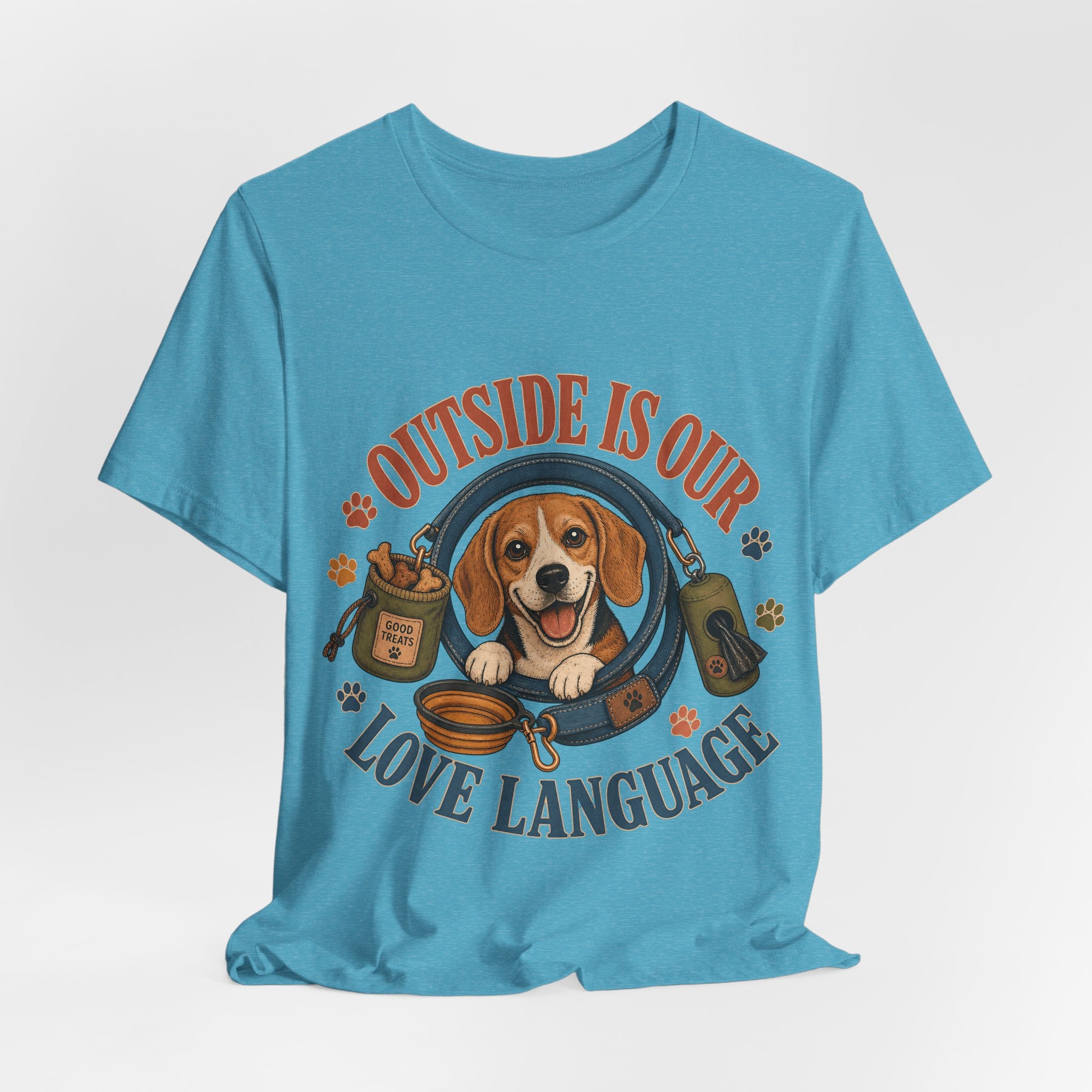 "Outside Is Our Love Language" Beagle T-Shirt — Retro Dog Lover Graphic Tee