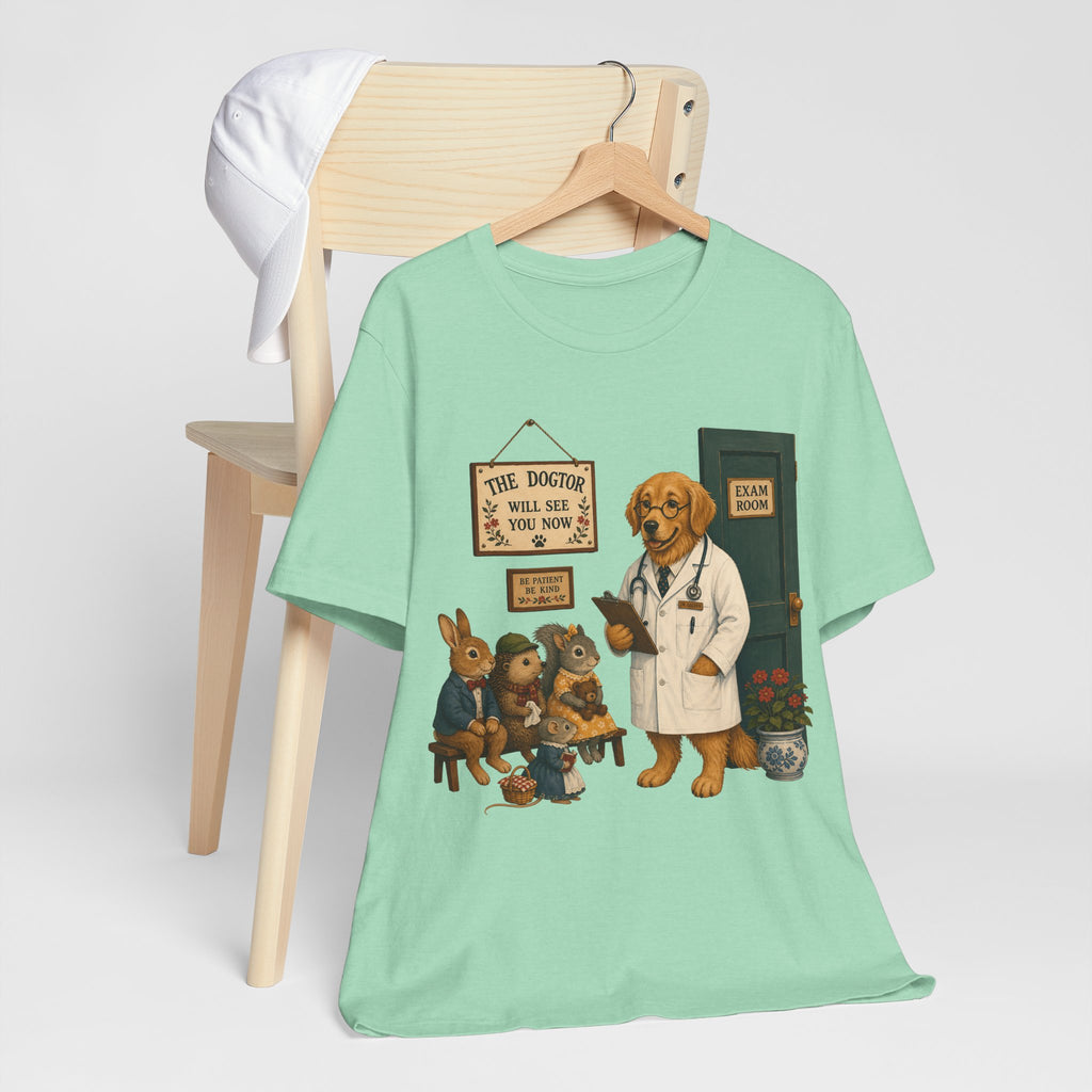 Dog Doctor Tee — Vintage Veterinary Illustration T-Shirt (The Doctor Will See You Now)